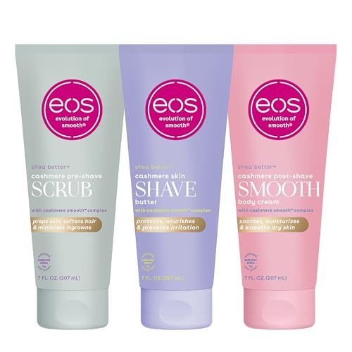 eos Vanilla Cashmere Skin Collection 3-Step Bundle - Pre-Shave Scrub, Butter, Post-Shave Body Cream | Amazon (US)