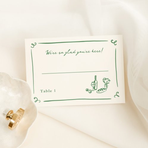 Whimsical Hand Drawn Green Place Card | Zazzle | Zazzle
