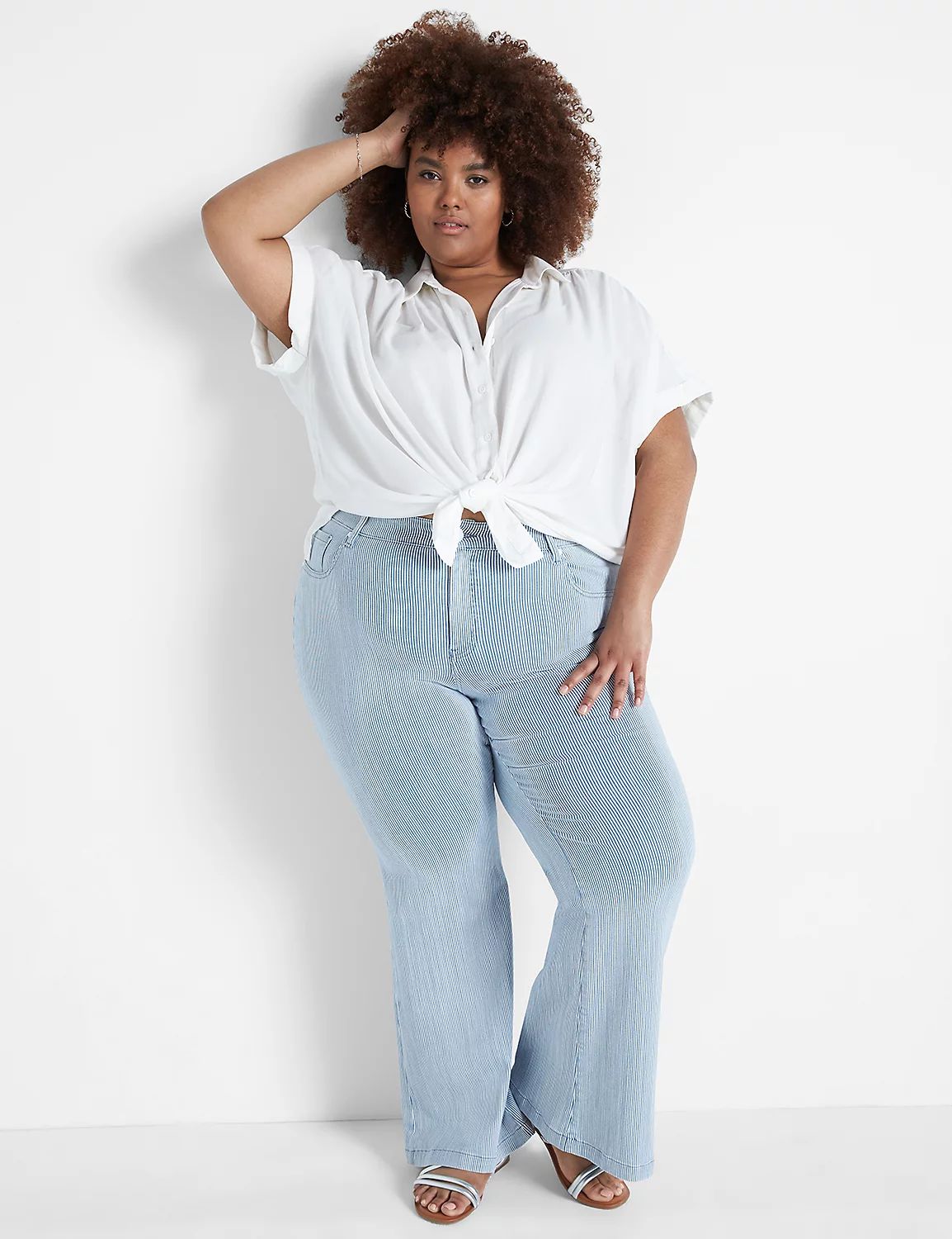 Relaxed Short-Sleeve Button-Down Top | LaneBryant | Lane Bryant (US)