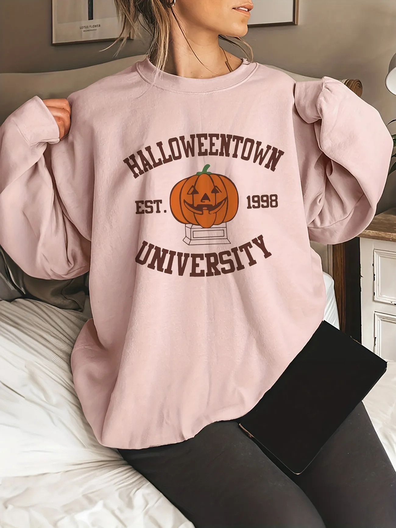 Halloween Print Sweatshirt, Casual Long Sleeve Crew Neck Sweatshirt For Spring & Fall, Women's Cl... | Temu Affiliate Program