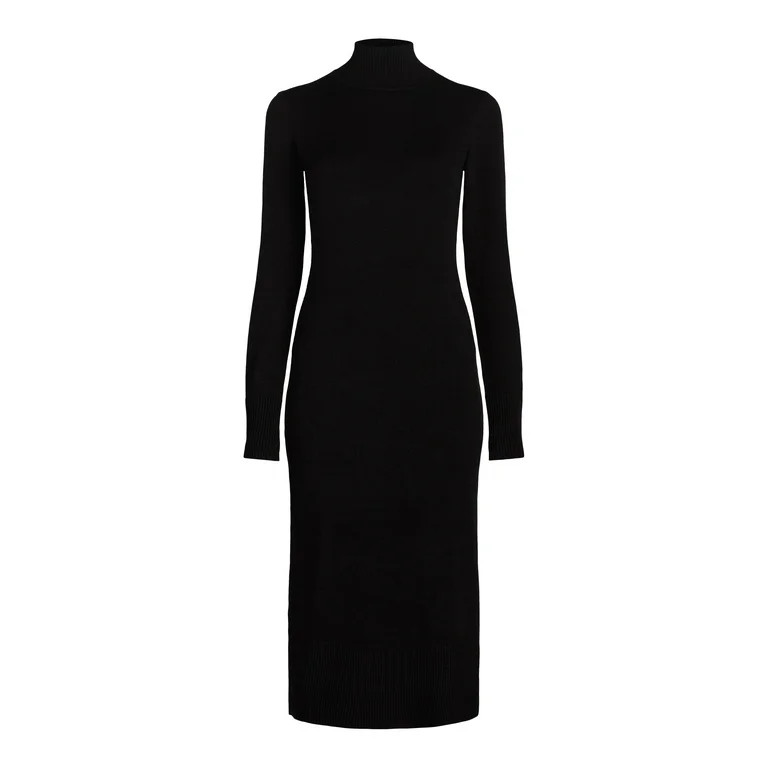 Free Assembly Women’s Cozy Yarn Turtleneck Midi Sweater Dress, Sizes XS-XXXL | Walmart (US)