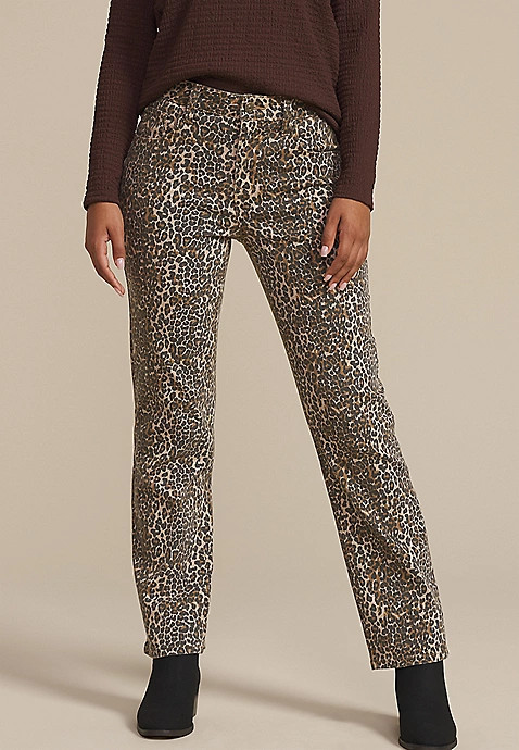 m jeans by maurices™ High Rise Leopard Straight Jean | Maurices