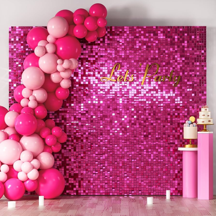 COKAOBE LiteGrid Series Shimmer Wall Backdrop - 36Pcs Hot Pink | Amazon (US)