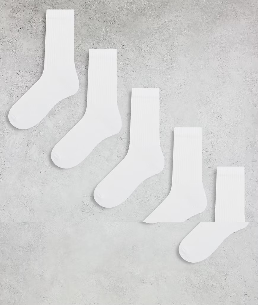 ASOS DESIGN 5-pack sport socks in white | ASOS (Global)