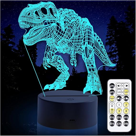 Dinosaur Night Light, 3D LED Night Lamp for Boys -Dinosaurs Themed Room Lamps, Optical Illusion L... | Amazon (US)
