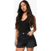 Womens Denim Mom Short - Black - 6 | boohoo (US & Canada)