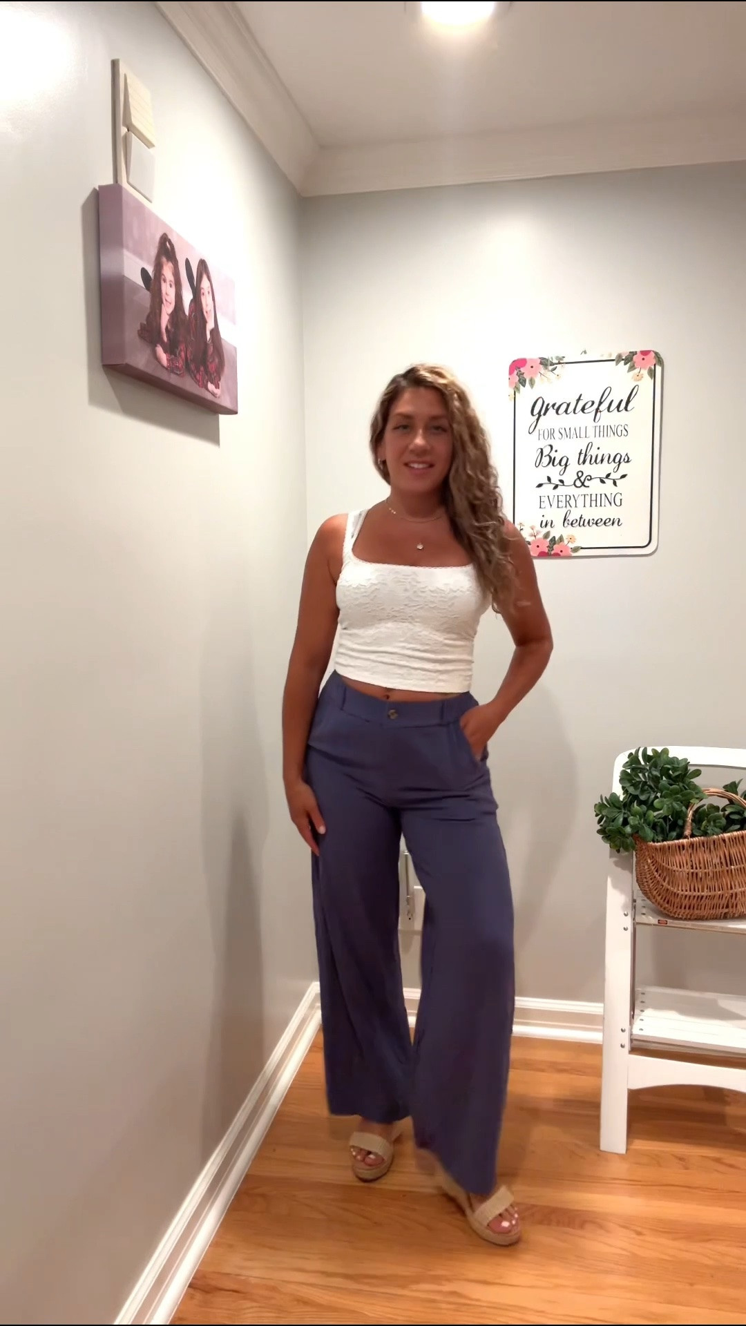 Summer rainy day ootd too good not to share. These light linen pants and lace tank are the perfect pair for a rainy summer day. The pants move naturally, and sit just at the waist with stretchy waistband, zipper & button closure. The lace tank is a double layer with a beautiful and flattering square neckline, and sheer back. I’m wearing a small in both. I paired this with platform sandals and a trench coat for just the right layers on a rainy summer day.

#LTKootd #LTKdayinmylife #LTKmomlife