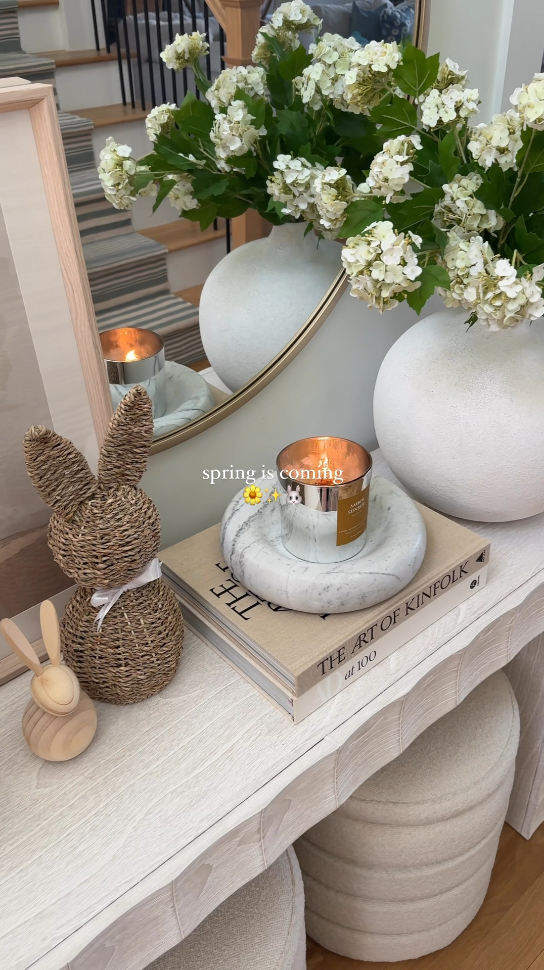 spring is coming 🐰 | just a few neutral spring finds to brighten the entryway, the rattan bunny was a homegoods find 🤭 

#springdecor #springiscoming #neutralhome #entryway #entrywaydecor #spring #fauxflowers #entrywaytable #homegoods #rattandecor 

#LTKFindsUnder100 #LTKSeasonal #LTKHome