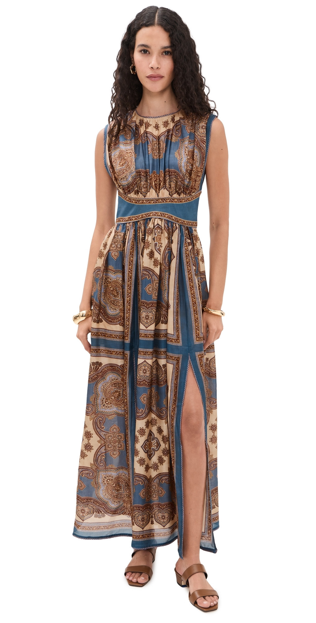 Zimmermann Mahon Waisted Silk Maxi Dress Dark Blue Paisley 3 | Shopbop