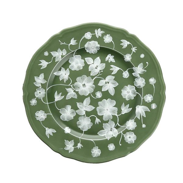 Ginori x Cabana Floral Charger Plate, Green x White | The Avenue