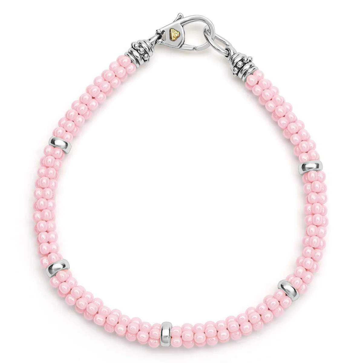 Pink Five Silver Station Ceramic Bracelet | 5mm | LAGOS
