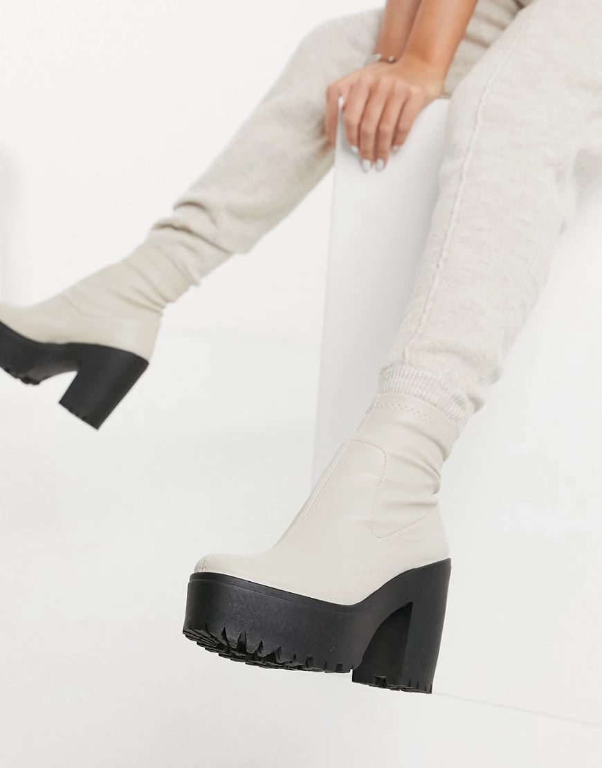 Topshop sock boots in off white | ASOS (Global)