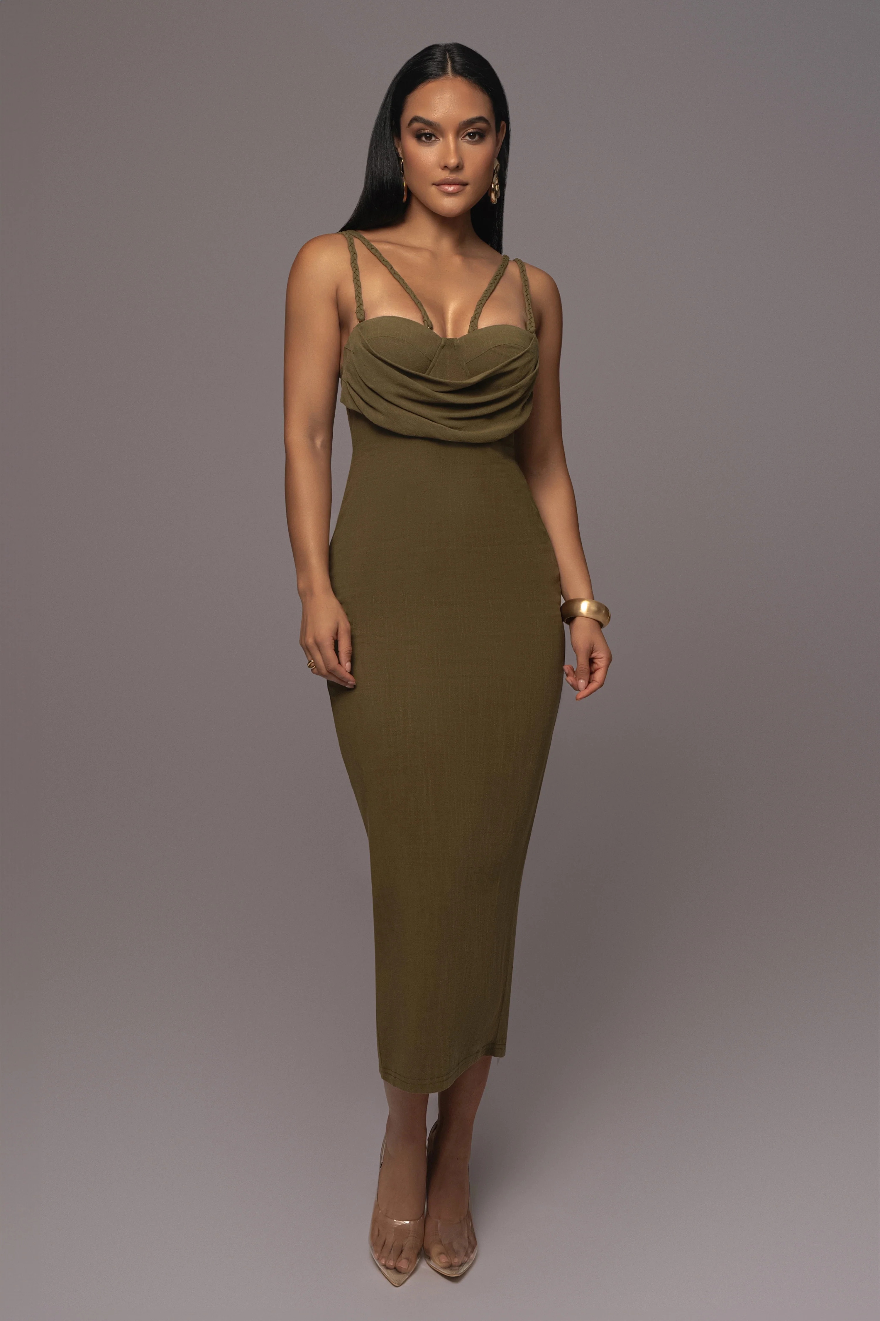 Olive Linen Visions Of You Dress XXL | JLUXLABEL
