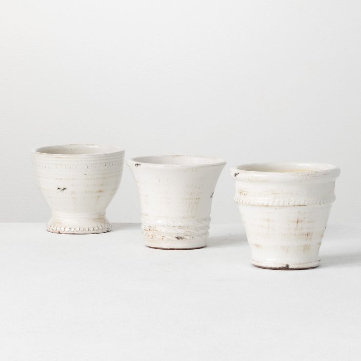 Sullivans Set of 3 Glazed Ceramic Pots 5"H Off-White | Target