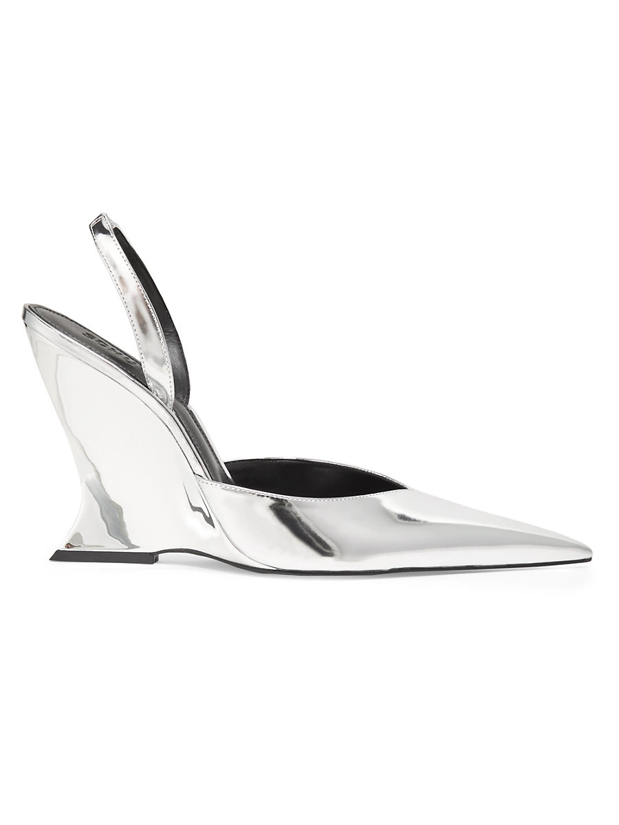 Women's Siena 100MM Patent Leather Wedge Pumps - Prata - Size 5.5 | Saks Fifth Avenue