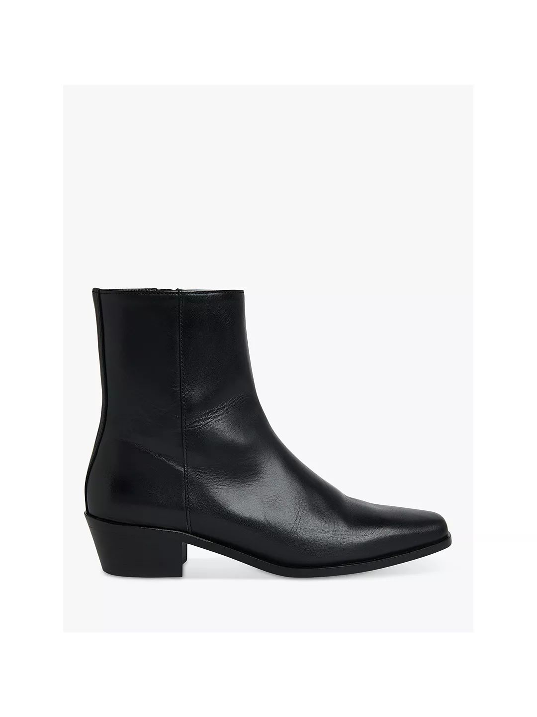 Whistles Kara Leather Ankle Boots, Black | John Lewis (UK)