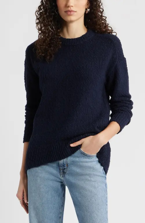 Nordstrom Texture Crewneck Sweater in Navy Night at Nordstrom, Size Xx-Small | Nordstrom
