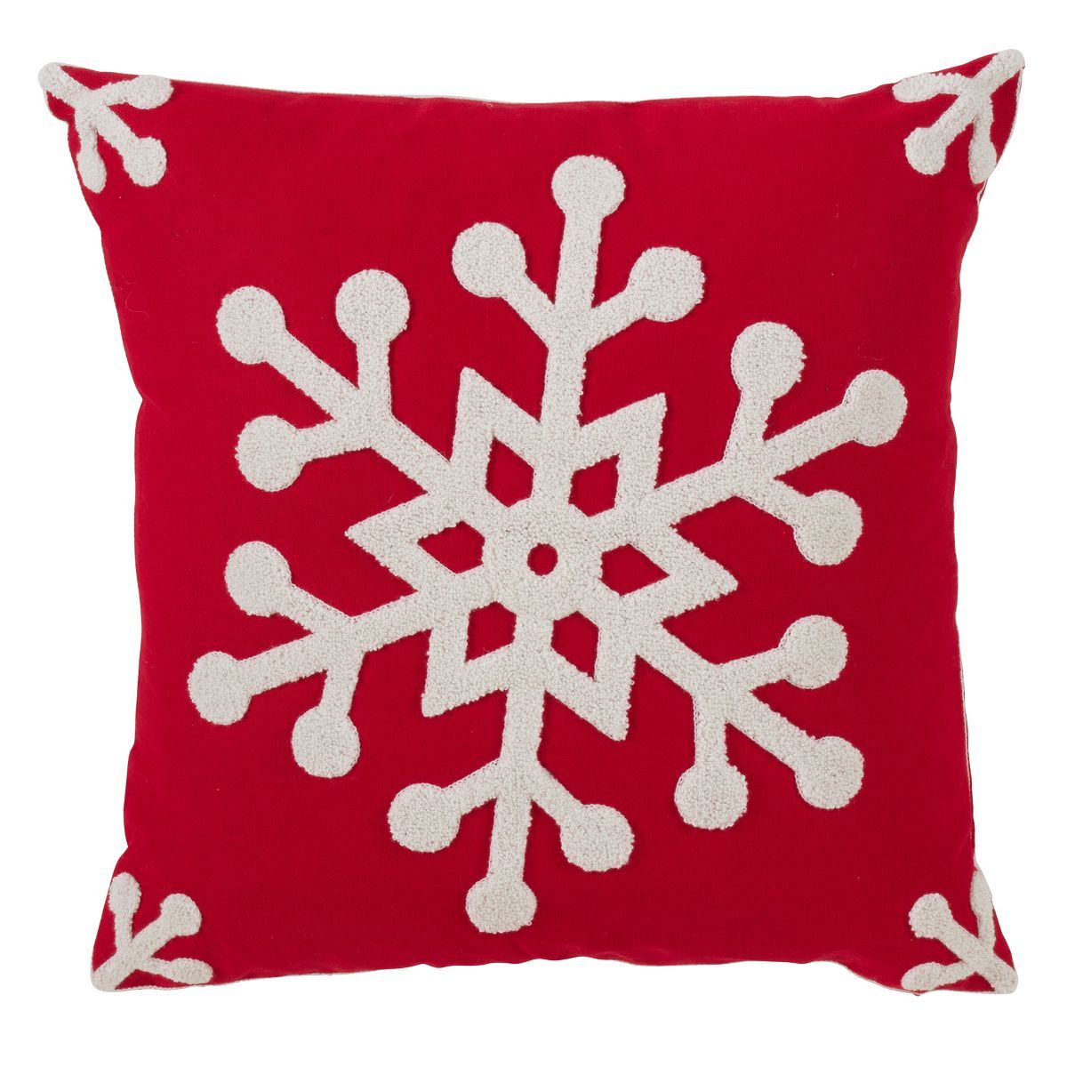 Saro Lifestyle Cotton Blend Christmas Pillow With Down Filling And Snowflake Design, 18", Red | Target
