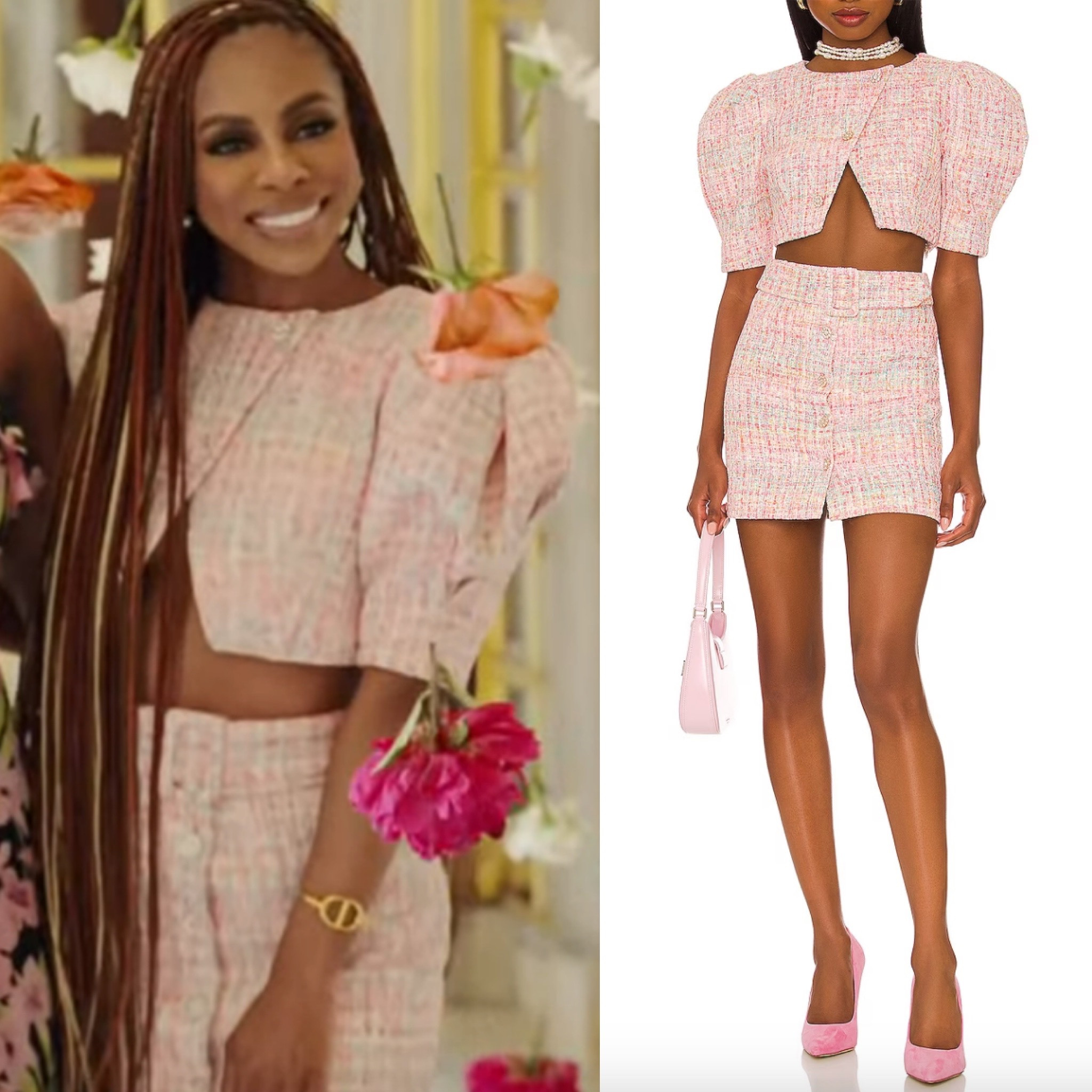 Candiace Dillard’s Pink Tweed Skirt Set