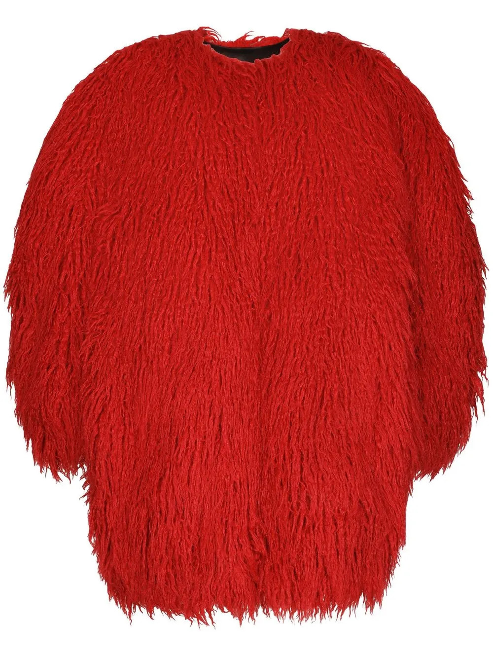 Dolce & Gabbana single-breasted faux-fur coat - Red | Farfetch Global
