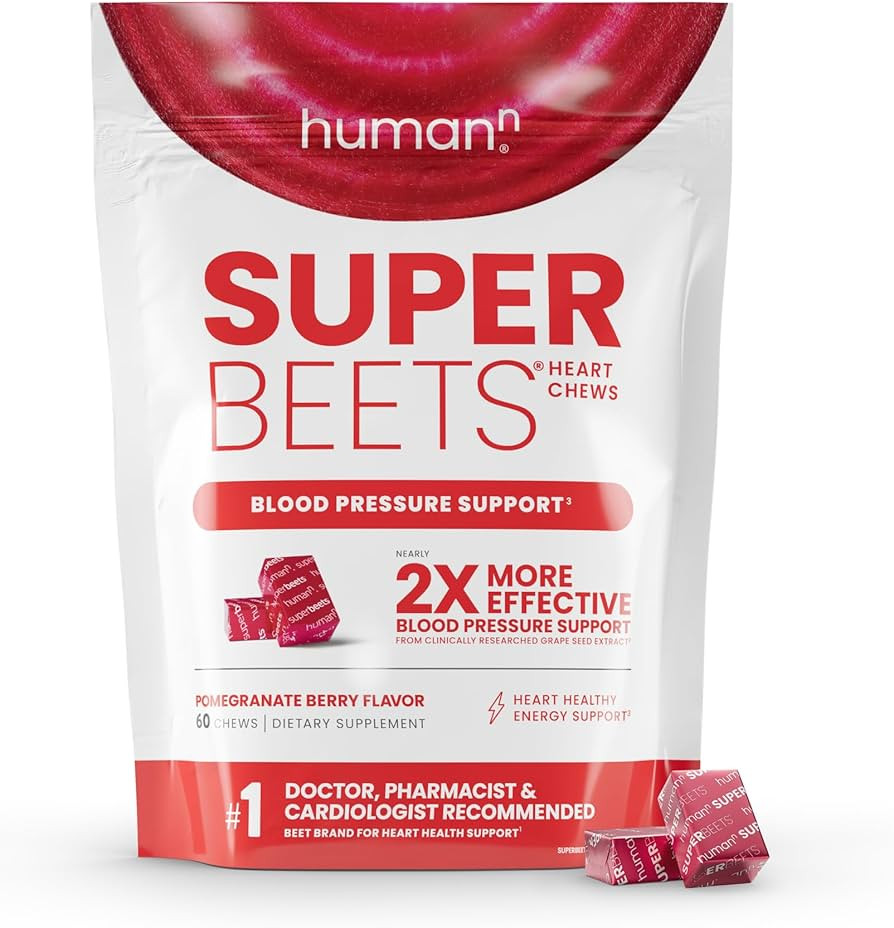 HumanN SuperBeets Heart Chews, Nitric Oxide and Blood Pressure Support, Grape Seed Extract & Non-... | Amazon (US)