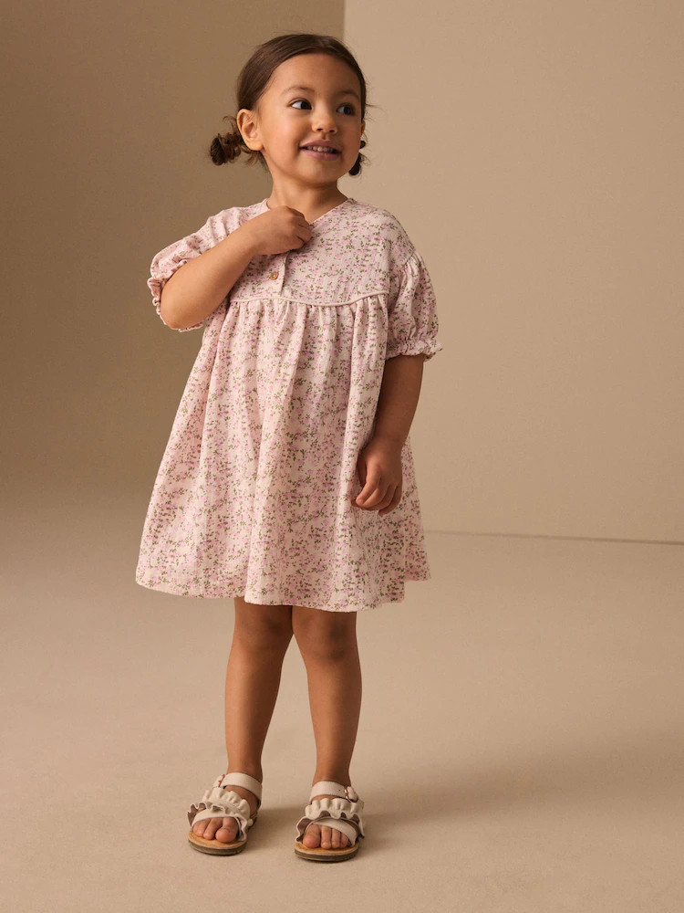 Pink Floral Button Jersey Dress (3mths-7yrs) | Next US