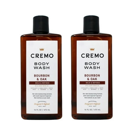 Cremo Rich-Lathering Body Wash A Sophisticated Blend of Distiller’s Spice, Fine Bourbon and White Oak, 16 Oz, (2-Pack) | Walmart (US)