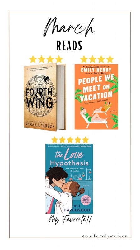My March Reads… I need to read more. Send me your fav books, but I LOVED the Love Hypothesis! Such a good one, I listened to that one on audiobook (my first audiobook actually) and loved it! #LTKBOOKCLUB 

#LTKxTarget