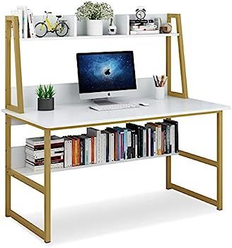 Tribesigns Computer Desk with Hutch, 47 inches Home Office Desk with Space Saving Design with Booksh | Amazon (US)