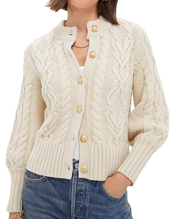 PEHMEA Womens Short Cardigan Sweaters, Soft Twist Knit Fall Winter Chunky Open Front Button Sweat... | Amazon (US)