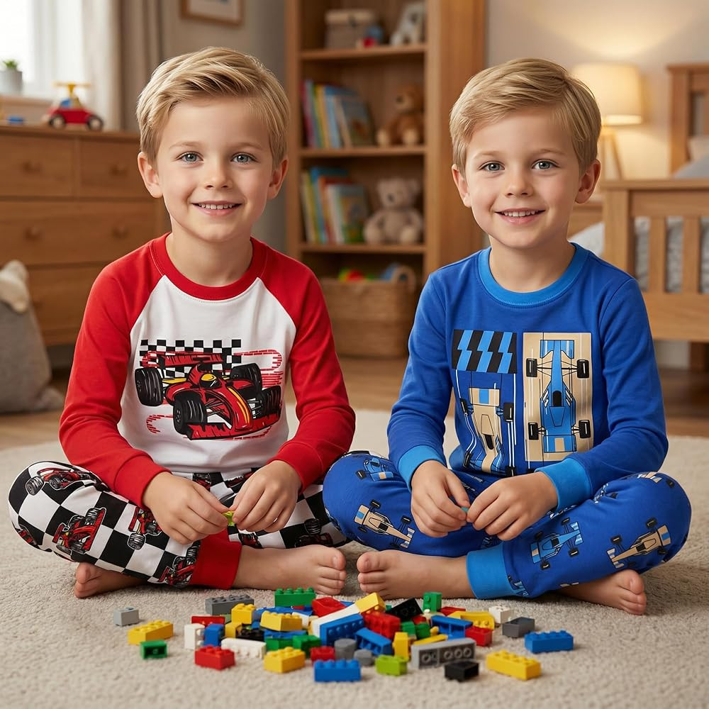 DAUGHTER QUEEN Boys 100% Cotton Long Sleeve Pajamas Size 18Months-12Years | Amazon (US)