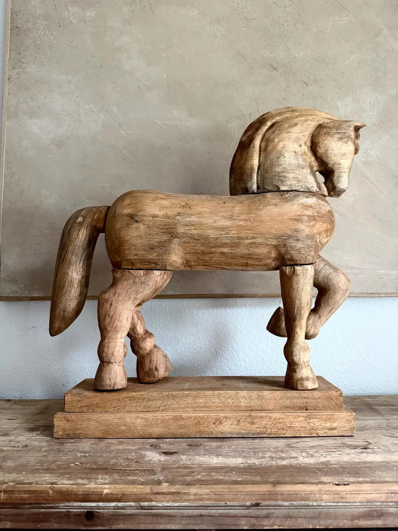Carved Wood Horse Statue - Etsy | Etsy (Global)
