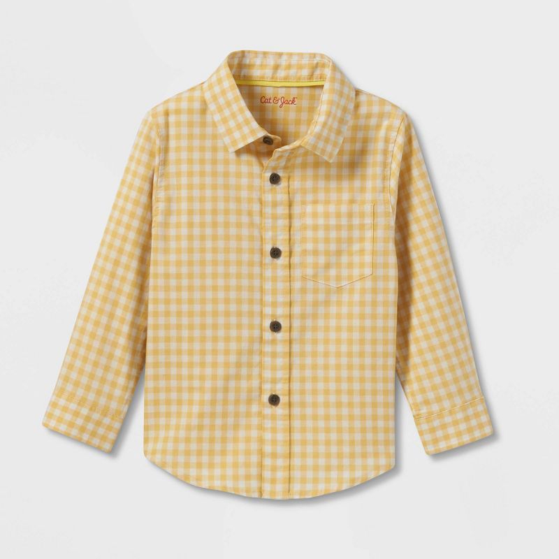 Toddler Boys' Plaid Poplin Long Sleeve Button-Down Shirt - Cat & Jack™ | Target