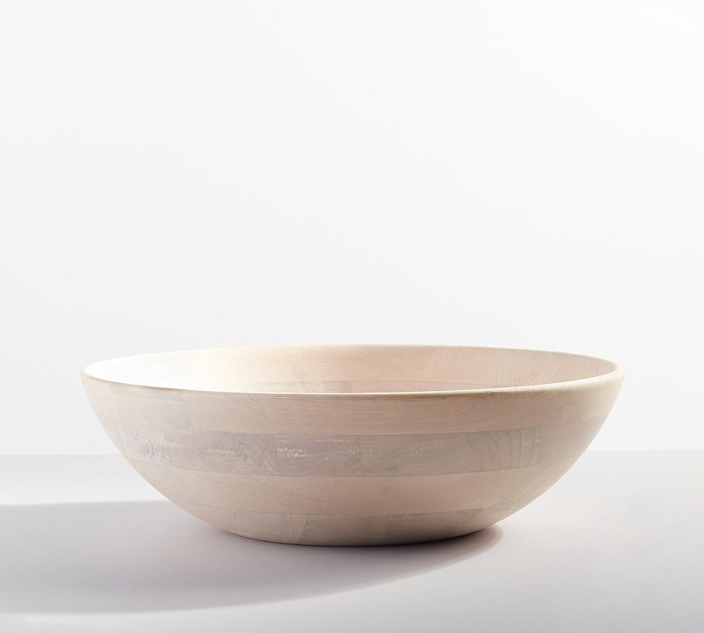 Chateau Acacia Wood Salad Bowl, Large 14" - White Washed | Pottery Barn (US)