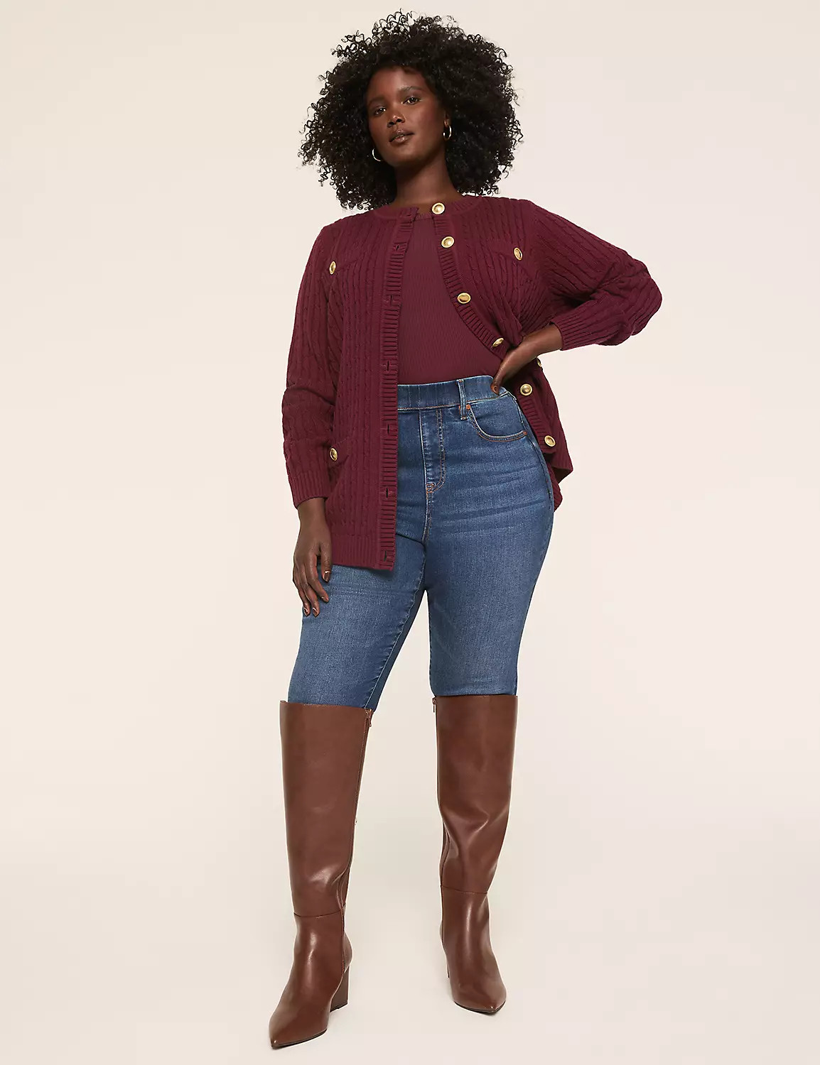 Cable Knit Button-Front Cardigan | LaneBryant | Lane Bryant (US)