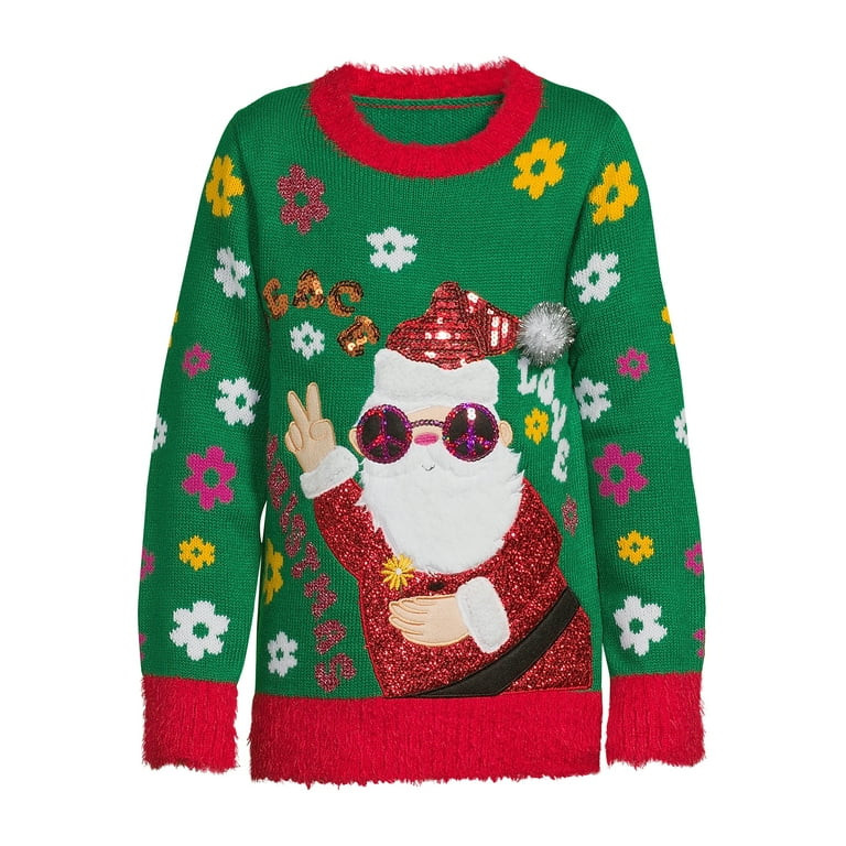 Holiday Time Girls Long Sleeve Christmas Sweater, Sizes 4-18 & Plus | Walmart (US)