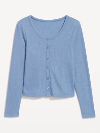Button-Down Waffle-Knit Sleep Top | Old Navy (US)