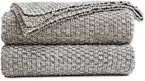 Longhui bedding Knitted Throw Blanket for Couch, Soft, Cozy Machine Washable 100% Cotton Sofa Bed... | Amazon (US)