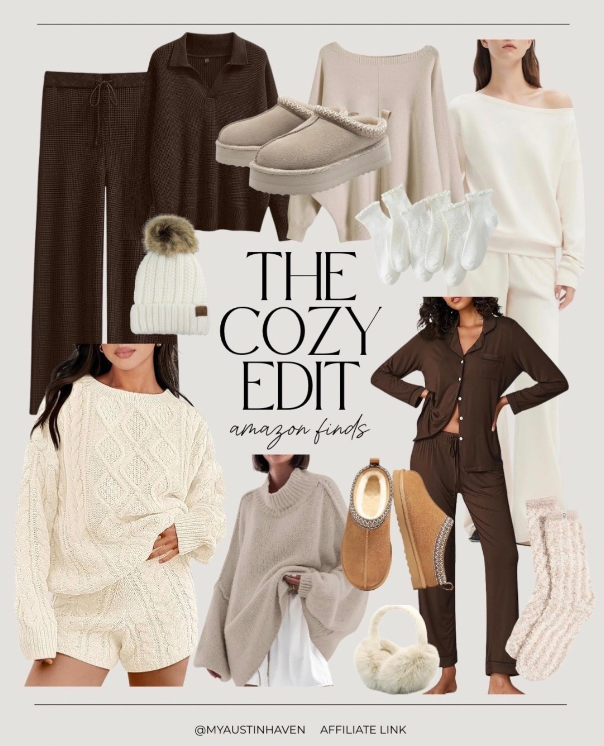 The Cozy Edit | Amazon Edition ☁️ Comfortable loungewear, winter knits, fluffy slippers, matching sets, currently trending, gift ideas for her, chocolate brown, cableknit sweater, suede slippers, comfy outfit, lounge set.

Amazon fashion, Amazon finds
 

 #LTKStyleTip

#LTKFindsUnder100 #LTKGiftGuide #LTKmomlife