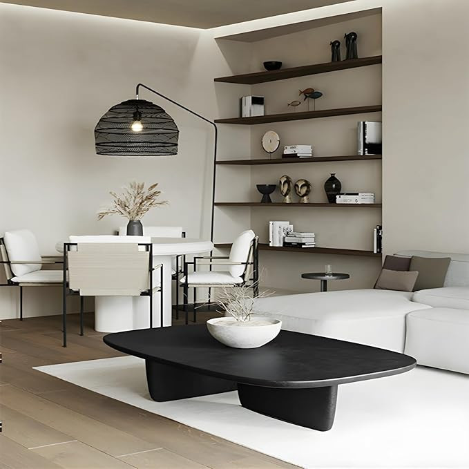 Modern Solid Wood Coffee Table, Scandinavian Wooden Rectangular Center Table for Living Room 55" ... | Amazon (US)