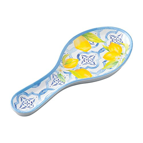 UPware Lovely Lemons Melamine Spoon Rest, Cooking Spoon Holder for Stove Top, Kitchen Counter, and Dining Table, 9.625 Inch, Blue | Amazon (US)