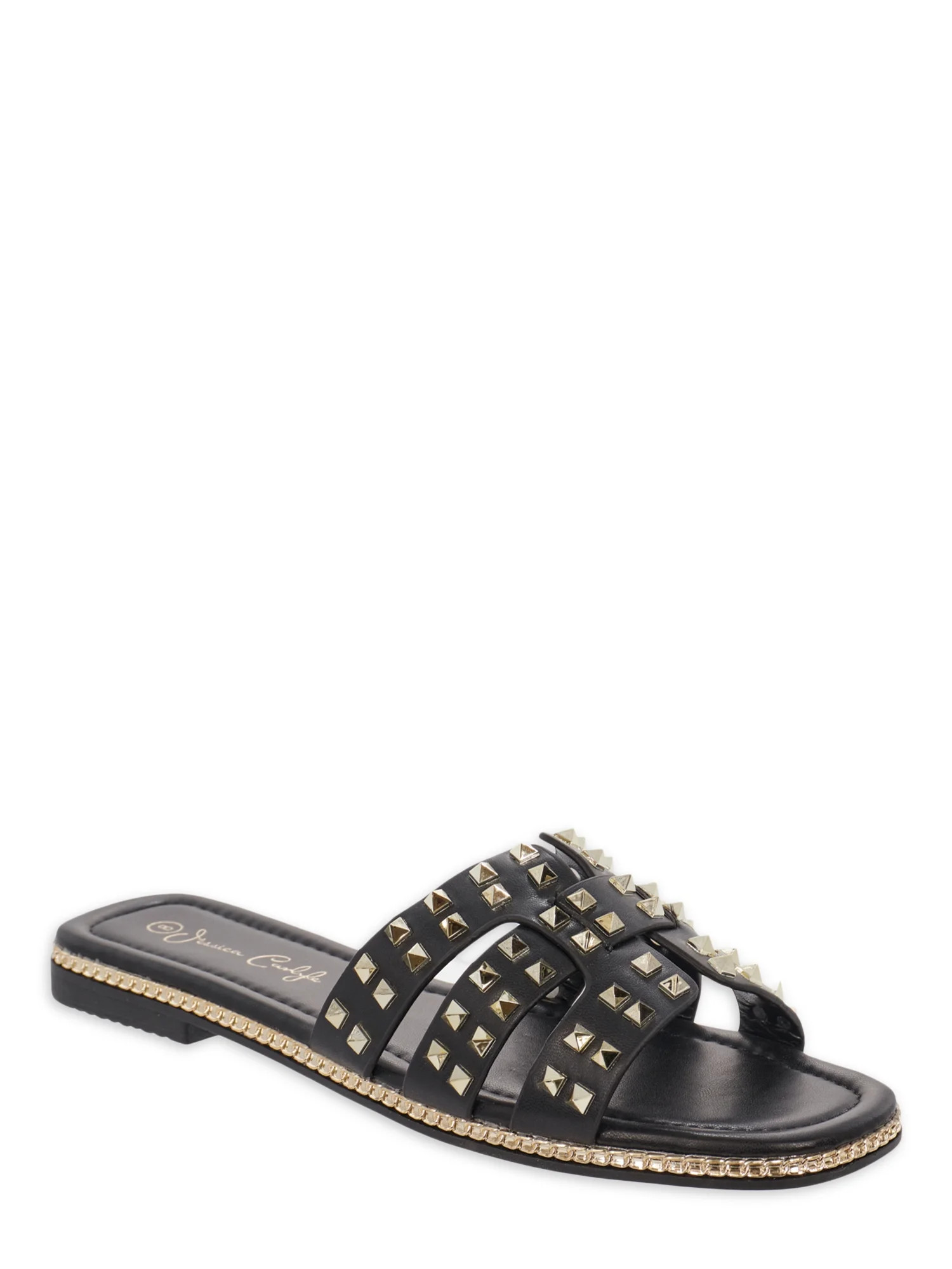 Jessica Carlyle Women's Sue Studded H-Band Flat Sandals | Walmart (US)