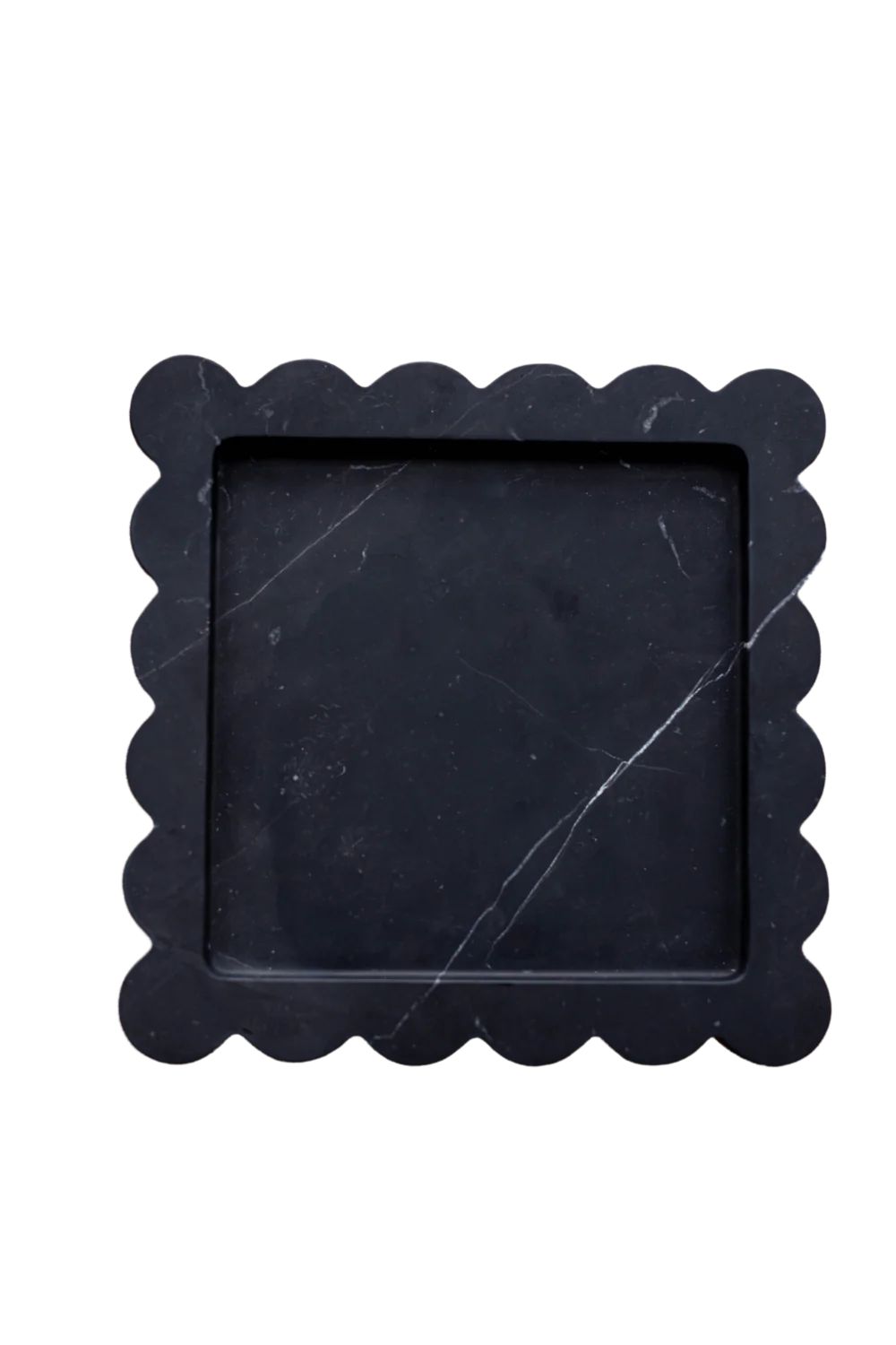 Black Marble Scalloped Tray | Luxe B Co