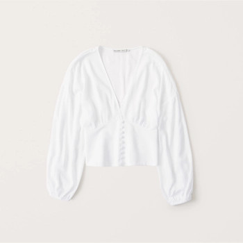 Button-Up Waisted Blouse | Abercrombie & Fitch (US)