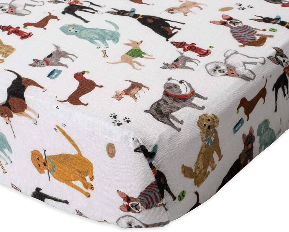 Little Unicorn Woof Fitted Crib Sheet | 100% Cotton Muslin | Super Soft | Sized for Standard Baby... | Amazon (US)