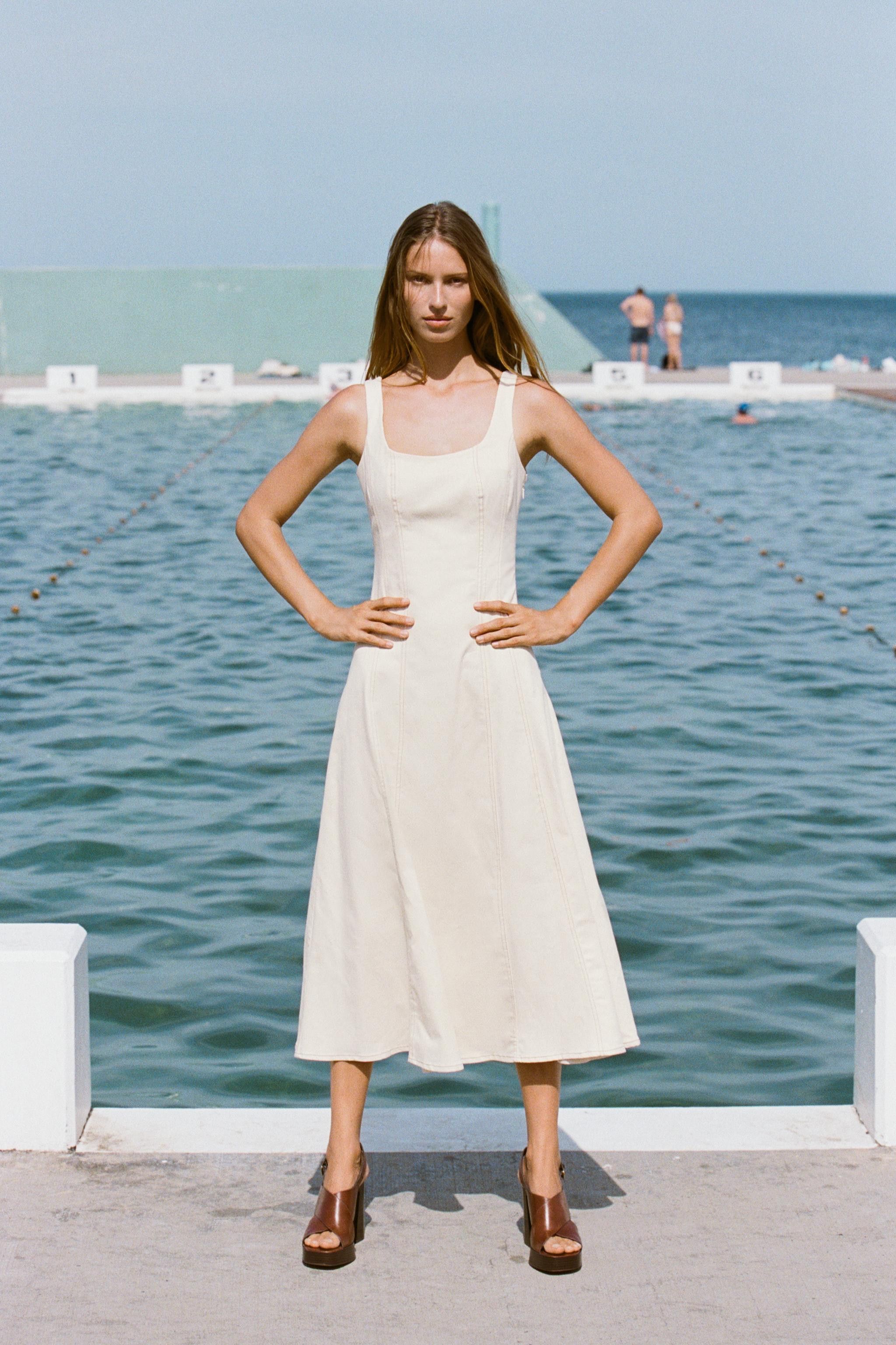 TOPSTITCHED MIDI DRESS | Zara US