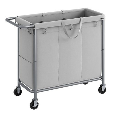 200L Laundry Sorter 3-Section Laundry Basket with Wheels Rolling Laundry Hamper with Removable Liner Dove Gray | Target