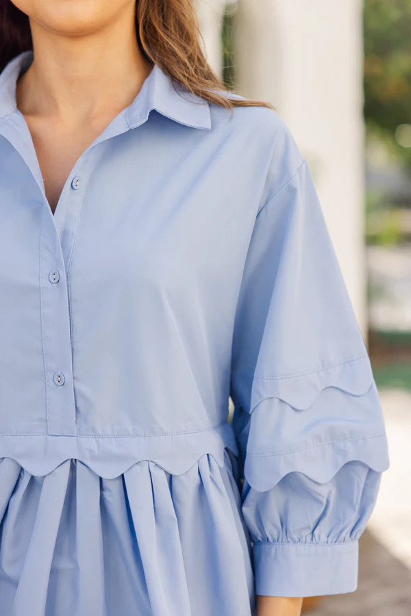 All The Best Light Blue Scalloped Dress | The Mint Julep Boutique