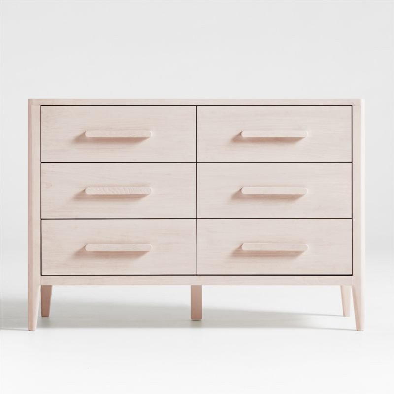 Archie Whitewashed Ash Wood Wide 6-Drawer Kids Dresser + Reviews | Crate & Kids | Crate & Barrel