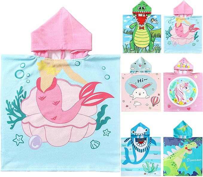 NovForth Kids Beach Towel for Boys Girls, Mermaid Hooded Bath Towel Wrap, Toddler Pool Towel with... | Amazon (US)